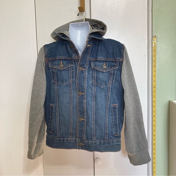 Denim Hoodie Trucker Jean Jacket Blue Gray BASIC EDITIONS Youth Unisex Large 10 - Picture 3 of 10